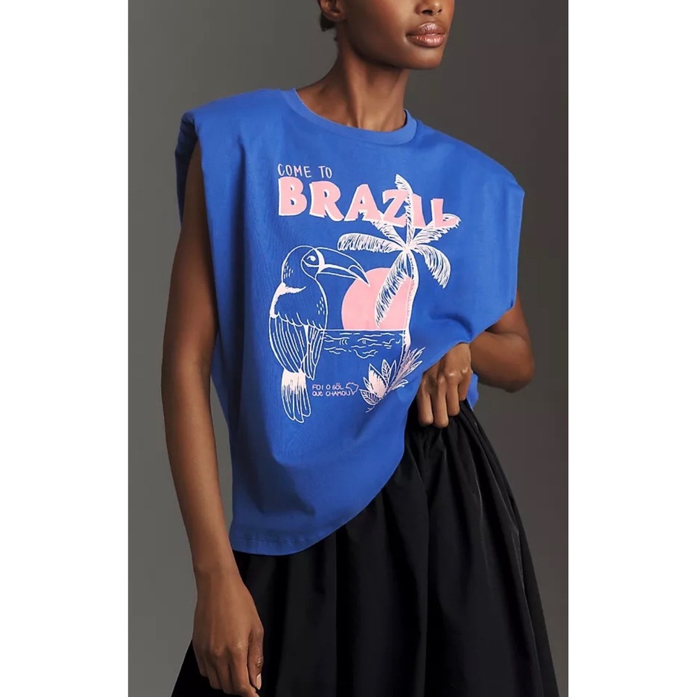 Farm Rio x Anthropologie Brazil Muscle Tee Size XS Excellent Condition
